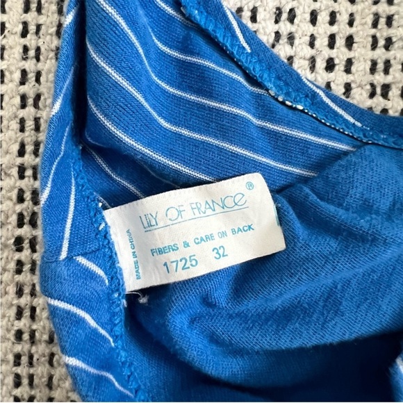 VINTAGE Lily of France Bralette Blue Pin Stripe Size Small - Picture 6 of 8